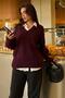 Plum V-Neck Oversize Women's Knitwear Sweater Mg2149 - 2