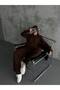 Women's Ribbed Knitwear Double Set Brown - 4