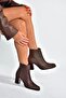 V398300303 Brown Genuine Leather Thick Heeled Women's Boots - 3