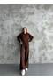Women's Ribbed Knitwear Double Set Brown