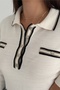 Cream Polo Neck Buttoned Knit Sweater - Standard Size - 3