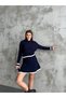 Women's Knitwear Buttoned Polo Neck Skirt Suit - 3