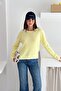 Yellow Women's Basic Textured Knit Sweater Standard Size Long Sleeve Crew Neck - 4