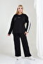 Women's Plus Size Long Sleeve Stripe Detailed Osho Style Modal Fabric Set - 2