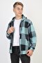 Hooded Zippered Plaid Patterned Long Sleeve Boys Cardigan - 2