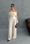 Beige Pleated Palazzo Trousers - 4