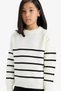 Crew Neck Striped Knitwear Ecru Girls' Sweater Z0194A6/Er233