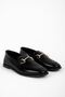 Record Women's Blunt Toe Gold Buckle Detailed Ballerina Shoes-Black - 3
