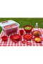 85-Piece Outdoor Dining Set, Complete Picnic Tableware with Storage Container, Red - 5