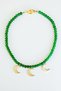 Green Jade Natural Stone Crescent Pendant Women's Necklace - 4