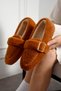 Women's Buckle Plush House Slippers Soft Comfortable and Non-Slip Sole Winter Home Shoes - 3