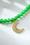 Green Jade Natural Stone Crescent Pendant Women's Necklace - 5