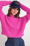 6893 Women's Braided Bearded Crop Knit Sweater Fuchsia