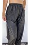 Women's Double Pocket Front Leather Back Combed Cotton Black Trousers - 3