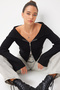 Zippered Crop Knit Cardigan Lmt0031 Black