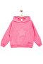 Girl's Hooded Pink Sweatshirt - Star Patterned Letter Embroidered Kids Sweatshirt