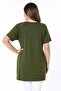 Women's Plus Size Green, Raglan Sleeve, Front Zipper Detail Viscose Blouse 65N39136 - 3