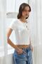 Crop Blouse with Ribbon Detail on the Front Ekru