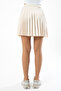 Cream Satin Elastic Waist Pleated Mini Skirt - 7