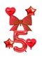 Best Red Color Heart Star Bow Number Foil Balloon Set Age 5