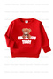 Black-Grey-Red Triple Crew Neck Girls' Sweatshirt with Fleece Inside, Teddy Bear and Donut Print - 2