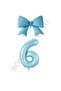 Blue Color Bow Number Foil Balloon Set Age 6
