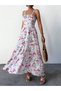 Women's Lace Detailed Floral Pattern Dress - 2
