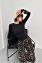 Women's Black Slip-On Modal Bodysuit and Leopard Patterned Wrap Palazzo Pants Two-Piece Set - 7