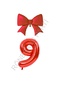 Red Color Bow Number Foil Balloon Set Age 9