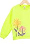 Girl's Sweatshirt Highlighter Green Long Sleeve Children's Sweatshirt with Lettering and Floral Pattern - 5