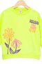 Girl's Sweatshirt Highlighter Green Long Sleeve Children's Sweatshirt with Lettering and Floral Pattern - 4