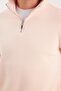 Unisex Relax Fit Comfortable Cut Cotton Fleece Lined Half Zipper Salmon Stand Collar Sweatshirt - 3