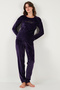 Standard Fit Crew Neck Soft Velvet Pajama Set Pajama Set 6094201 - 4