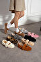 Luna Gray Rabbit Feather Elastic Non-Slip Sole Women's Ballerina Slippers Home Slippers - 4
