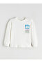 Ecru Crew Neck Printed Long Sleeve Boy's T-Shirt - 3