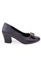 Dza07-725550 Black Printed Patent Leather Classic Heeled Women's Shoes - 2