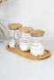 3-Piece Bamboo Lid and Bamboo Stand Cotton Set Borosilicate Glass Storage Container with Transparent Label 250 ml - 3