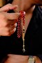 Wrist-Length Silver Crescent and Star Design Fire-I Crimped Amber Prayer Beads - 3