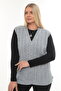 Women's V-Neck Thick Wool Goose Feet Patterned Knitwear Buttoned Pocketed Mother Vest - 2