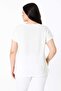 Women's Plus Size White, Collar Hole Detail, Washable Fabric, V-Neck Blouse 65N39137 - 3