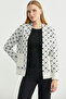 Oversized Knit Cardigan with Pocket Detail and Logo - Bone - 4
