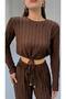 Women's Waist Tie Crop Pants Set - 7