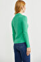 Polo Neck Ribbed Knit Sweater - Green - 5