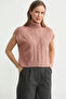 Full Fisherman Crop Knit Sweater - Rose - 4