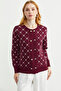 Logo Button Detailed Knitwear Cardigan - Burgundy - 2