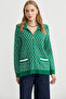 Double Color Thick Wool Knitwear Cardigan - Green - 3