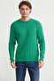 Cotton Hair Knit Detailed Sweater - Green