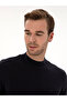 Navy Blue Slim Fit Cotton Blend Quarter Turtleneck Basic Knitwear Sweater 50318704-Vr033 - 2
