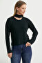 سترة تريكو بياقة مستقيمة من Hair Knit - أسود - 4