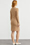 Button Detailed V-Neck Knitwear Dress - Camel - 6
